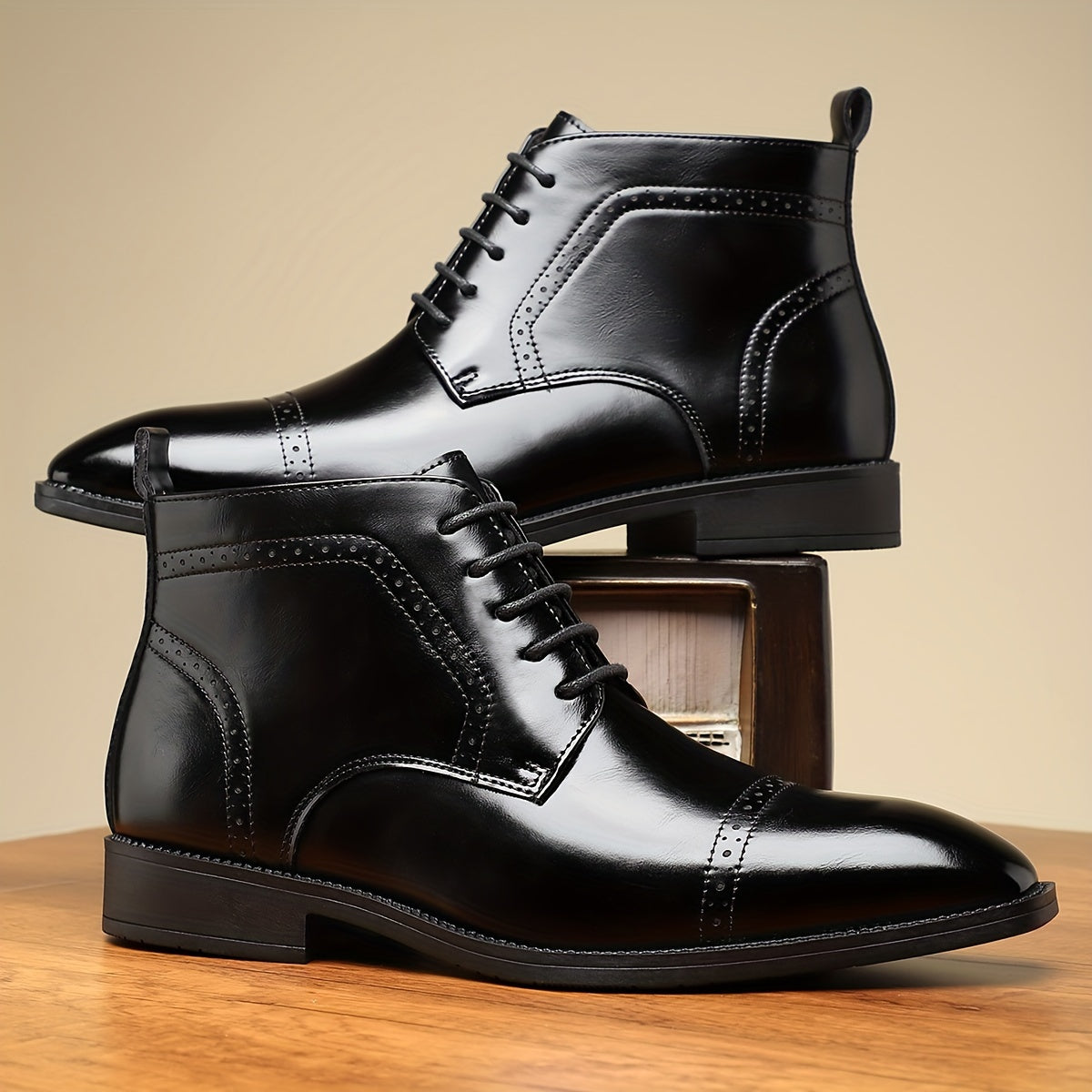Men's Chelsea Ankle Boots Vintage Fashion Minimalist Solid Color All-Season Round Toe Slip-On Short Boots with PU Upper, Fabric Lining, and Rubber Sole for Casual & Daily Wear - "27003 Men's Business Casual Boots"