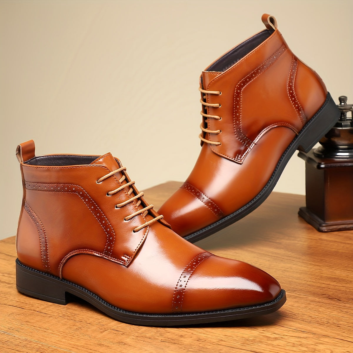 Men's Chelsea Ankle Boots Vintage Fashion Minimalist Solid Color All-Season Round Toe Slip-On Short Boots with PU Upper, Fabric Lining, and Rubber Sole for Casual & Daily Wear - "27003 Men's Business Casual Boots"