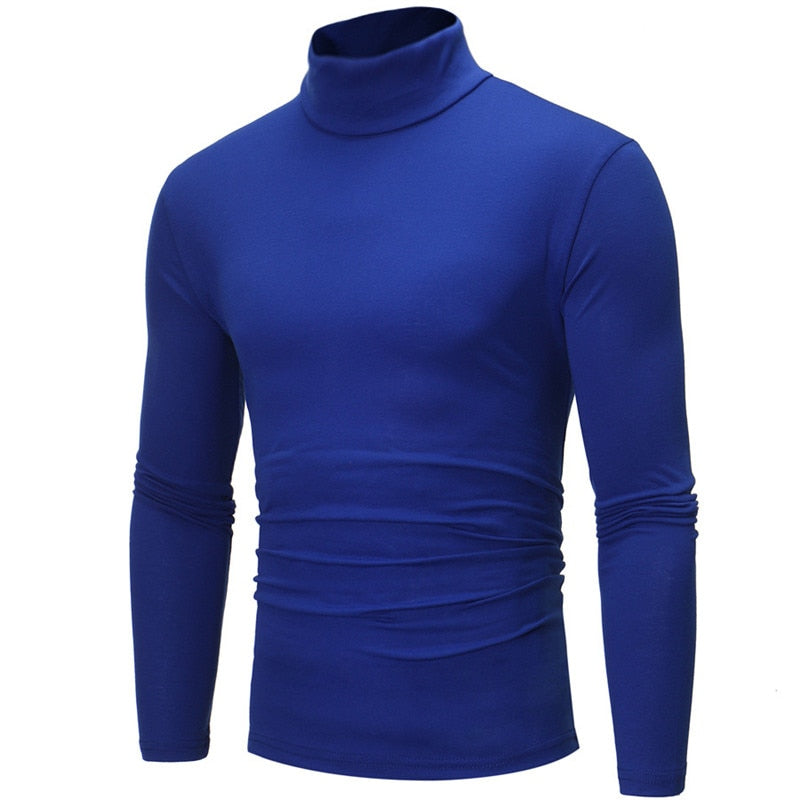 Turtleneck Knitting Tshirt Men Thin Slim Fit Fashion Stretch Mens Bottoming Shirt Comfortable Knitted Casual Knitwear Tees Men