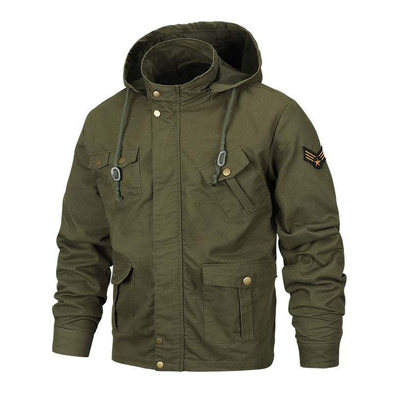 Military Men's Jackets Coat Male Windbreaker Oversized 6XL Hooded Coats Cotton Loose Casual Jacket Outerwear Men Clothing BF2601