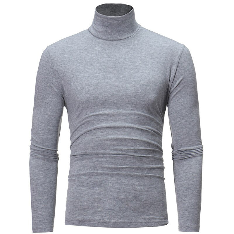 Turtleneck Knitting Tshirt Men Thin Slim Fit Fashion Stretch Mens Bottoming Shirt Comfortable Knitted Casual Knitwear Tees Men