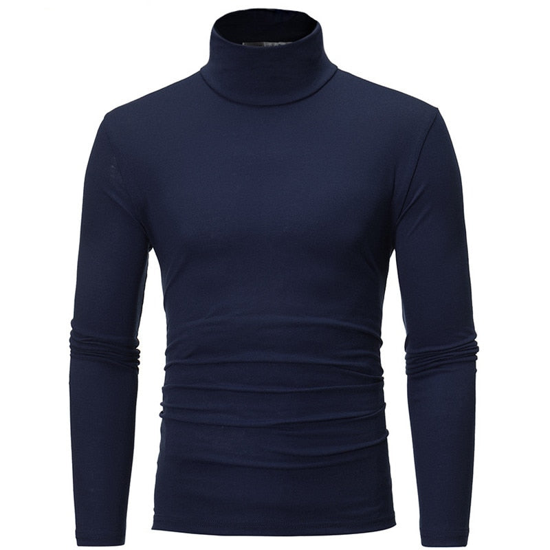 Turtleneck Knitting Tshirt Men Thin Slim Fit Fashion Stretch Mens Bottoming Shirt Comfortable Knitted Casual Knitwear Tees Men
