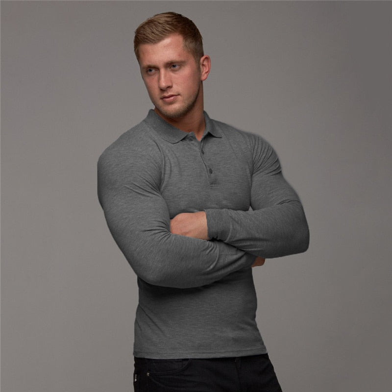New Brand Polo Shirt Mens Casual Fashion Breathable Cotton Polo Tshirt Men Business Long Sleeve High Quality Poloshirt Men