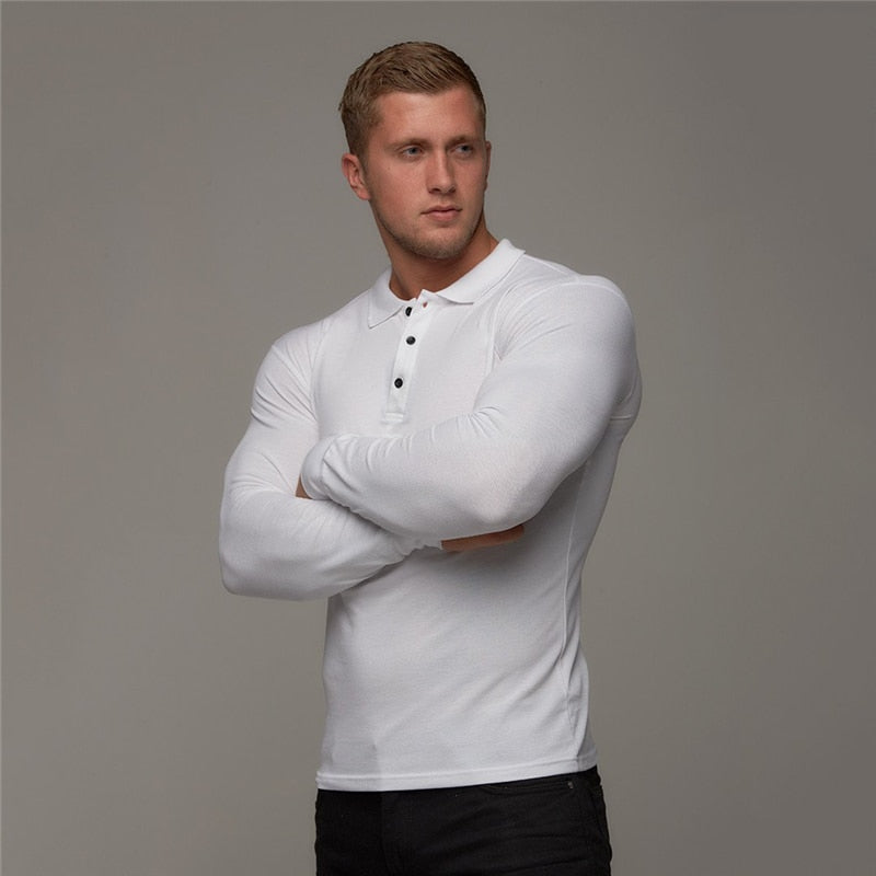 New Brand Polo Shirt Mens Casual Fashion Breathable Cotton Polo Tshirt Men Business Long Sleeve High Quality Poloshirt Men