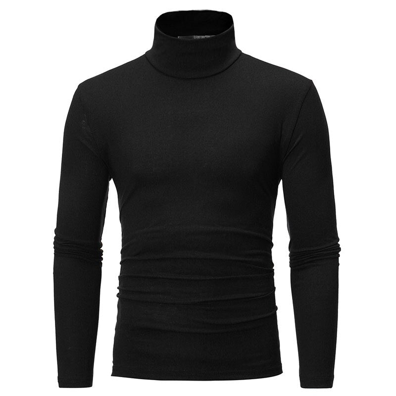 Turtleneck Knitting Tshirt Men Thin Slim Fit Fashion Stretch Mens Bottoming Shirt Comfortable Knitted Casual Knitwear Tees Men