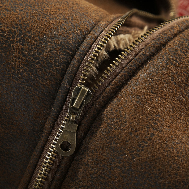 New Winter Men's Fur Jacket Brand Retro Faux Suede Warm Lamp Wool Fur Bomber Jacket Coat Men Moto Leather Jacket 4XL BY819