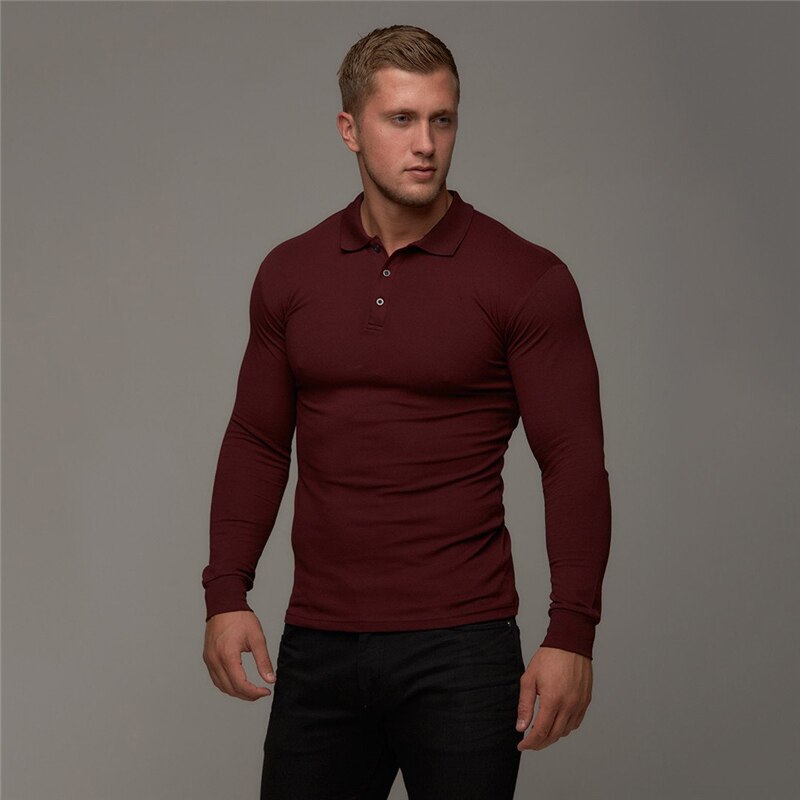 New Brand Polo Shirt Mens Casual Fashion Breathable Cotton Polo Tshirt Men Business Long Sleeve High Quality Poloshirt Men