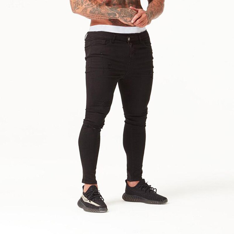 Melody Spray On Jeans 3 Colors Skinny Stretch Jeans For Men Denim Wash Broken Ripped Jeans Fashion Brand Biker Jeans Men Clothes