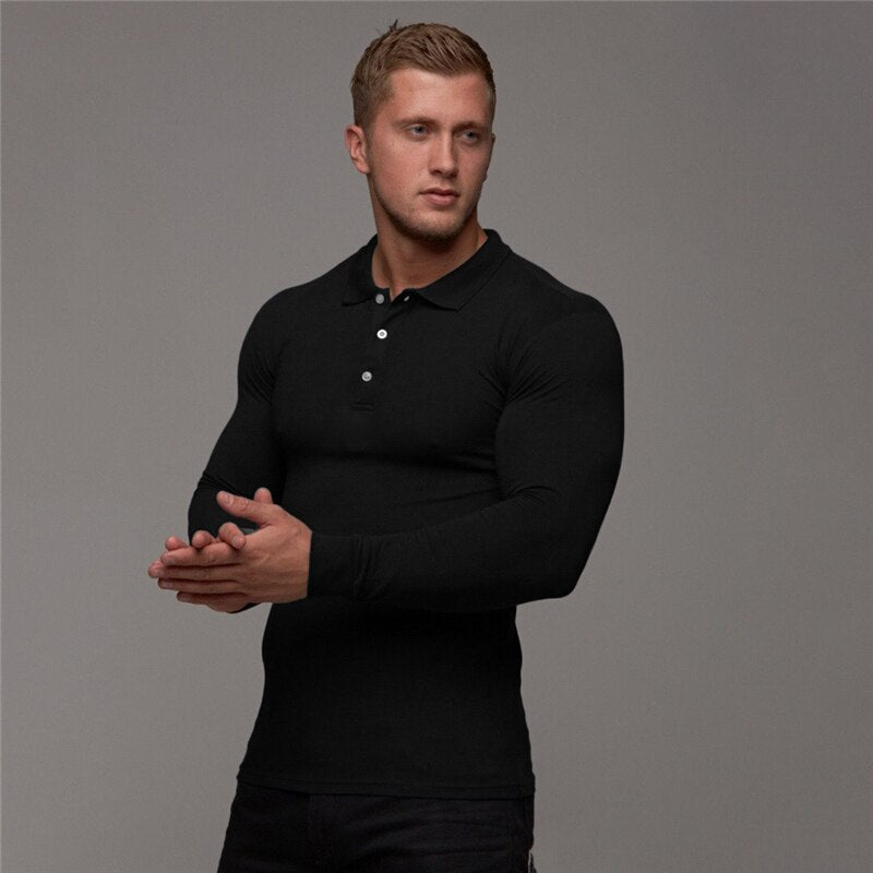 New Brand Polo Shirt Mens Casual Fashion Breathable Cotton Polo Tshirt Men Business Long Sleeve High Quality Poloshirt Men