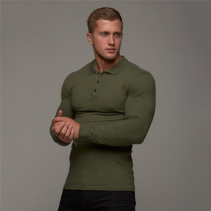 New Brand Polo Shirt Mens Casual Fashion Breathable Cotton Polo Tshirt Men Business Long Sleeve High Quality Poloshirt Men