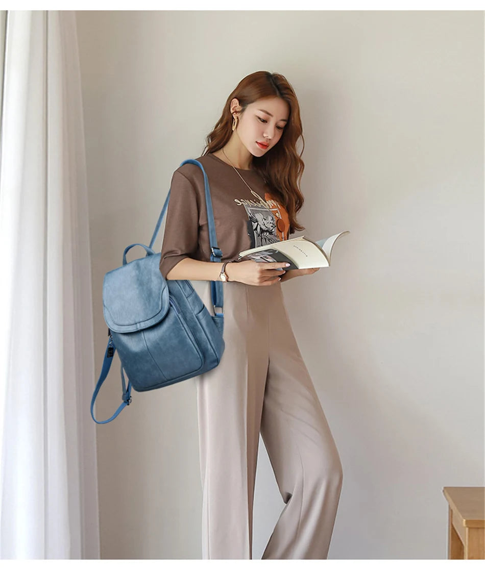 Echte Frauen Leder Rucksack Mode weibliche Umhängetasche Sack a dos Damen Rucksack Mochi las Schult aschen für Teenager-Mädchen 2024