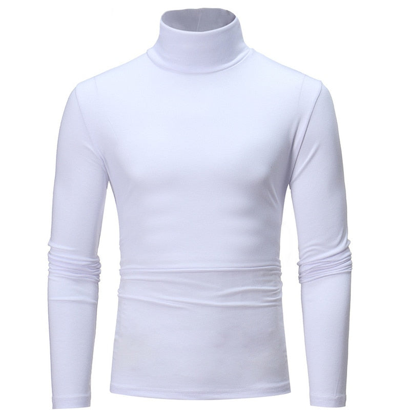 Turtleneck Knitting Tshirt Men Thin Slim Fit Fashion Stretch Mens Bottoming Shirt Comfortable Knitted Casual Knitwear Tees Men