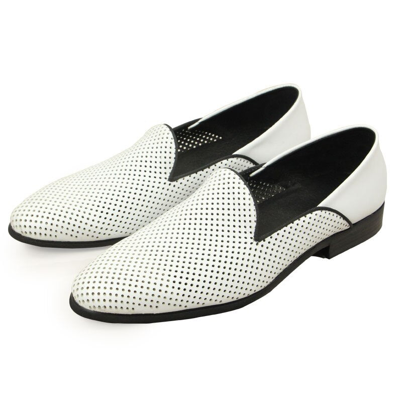 New Loafers White Men's Shoes Summer Casual Shoes for Men Genuine Leather Breathable Hollow Soft Hand Sewing Luxury Fashion Shoe
