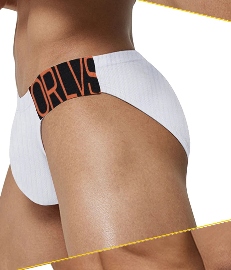 Orlvs Herren unterwäsche aus reiner Baumwolle Pit Cloth trend ige sexy Hosen mit niedriger Taille Hüftlift eng anliegende Herren Slips mit breitem Gürtel und hohem Schlitz
