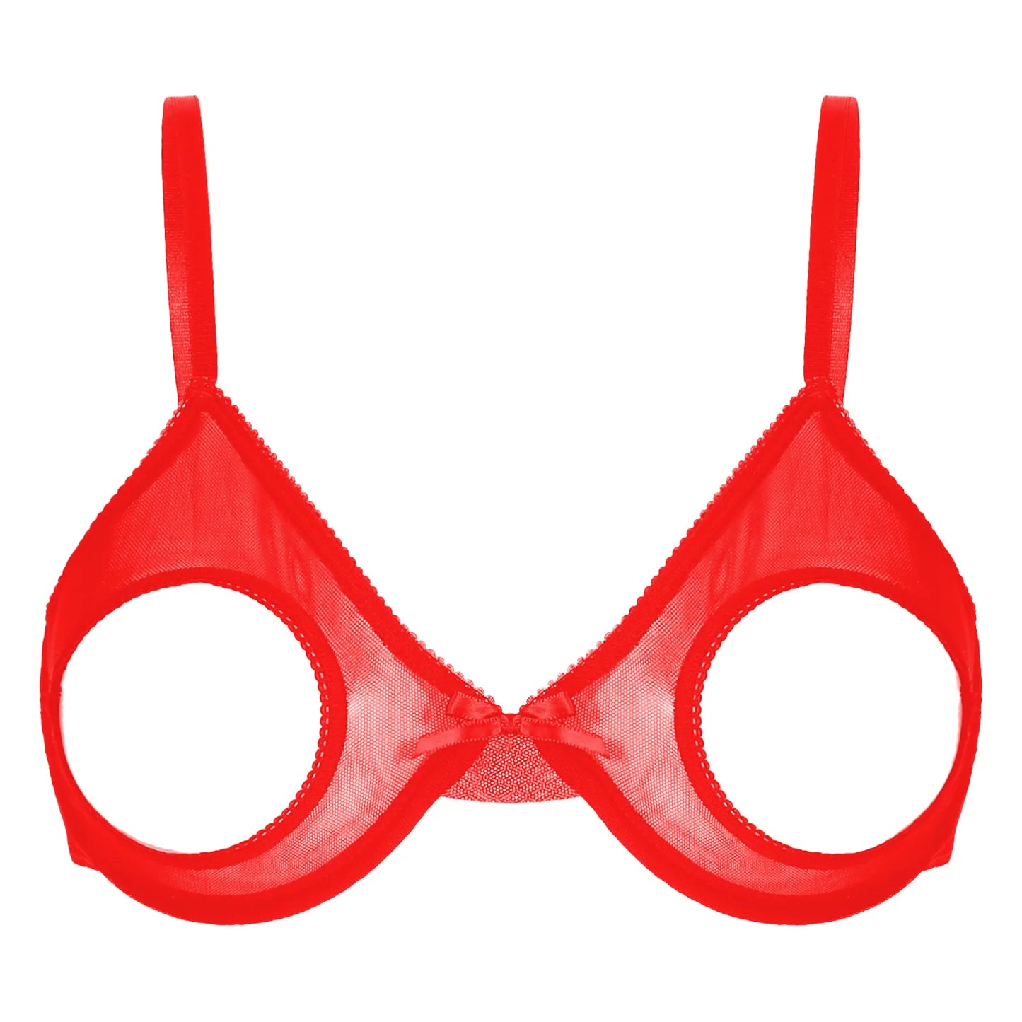 Damen sexy transparente Mesh Bügel Push-up alltäglichen BH aushöhlen offene Brustwarzen ungefütterte BH-Tops Bra lette Dessous Unterwäsche