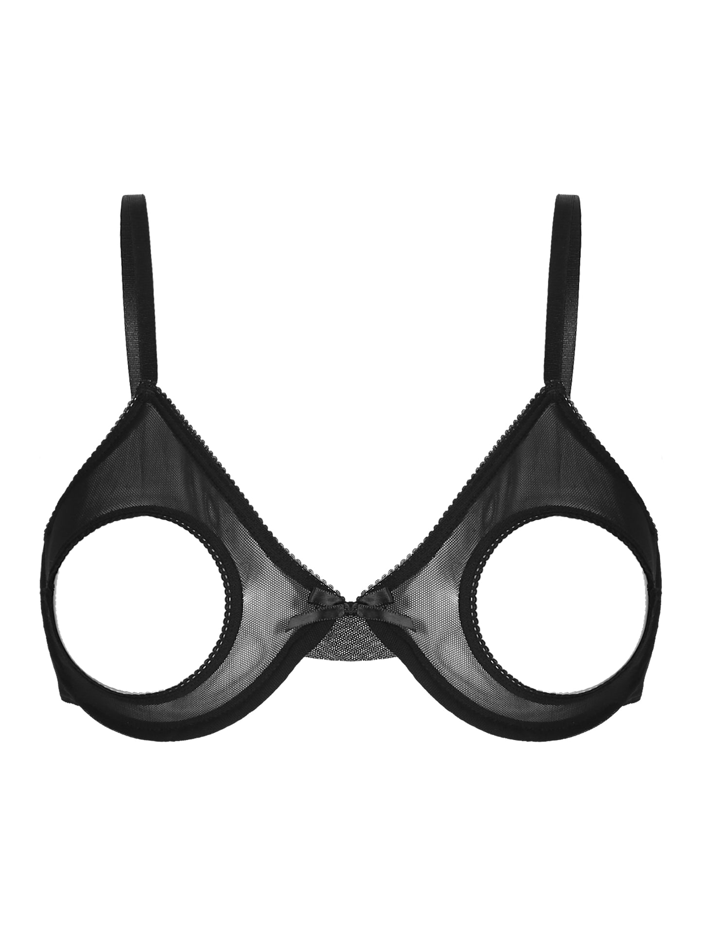 Damen sexy transparente Mesh Bügel Push-up alltäglichen BH aushöhlen offene Brustwarzen ungefütterte BH-Tops Bra lette Dessous Unterwäsche