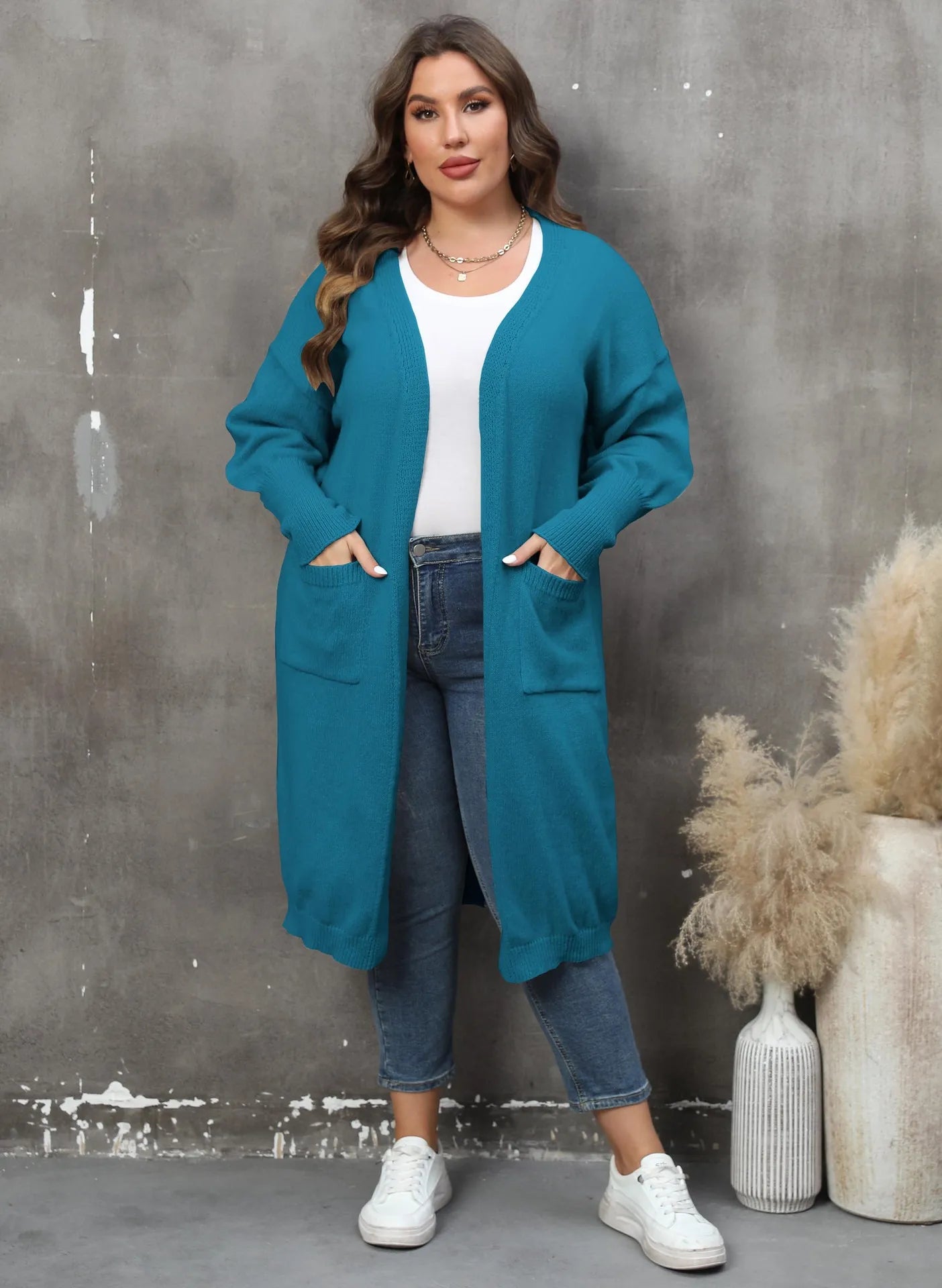 2025, Winter Lange Plus Größe Pullover Strickjacke Frauen Tasche Große Strickjacken Damen Casual Lose Übergroßen Gestrickte Mantel Große Outwear