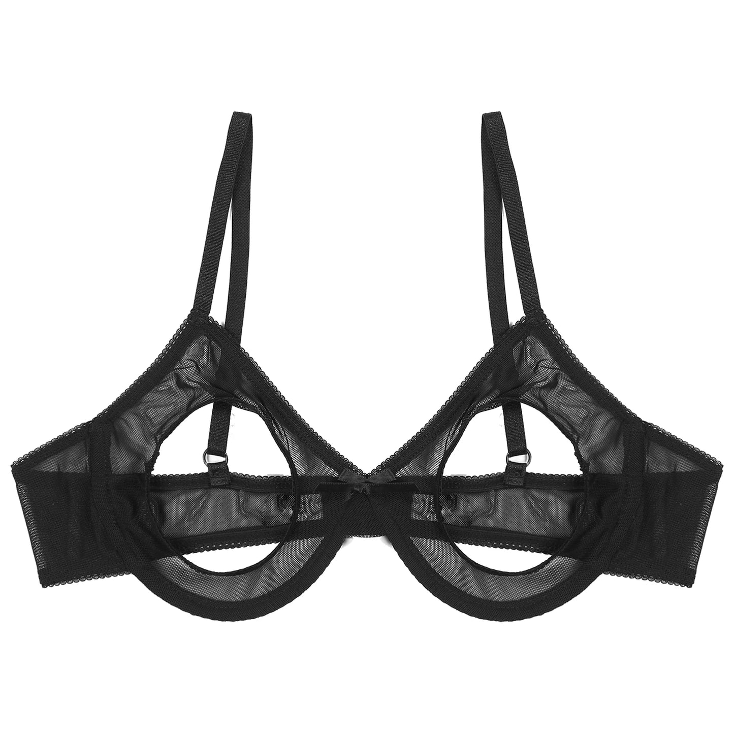 Damen sexy transparente Mesh Bügel Push-up alltäglichen BH aushöhlen offene Brustwarzen ungefütterte BH-Tops Bra lette Dessous Unterwäsche