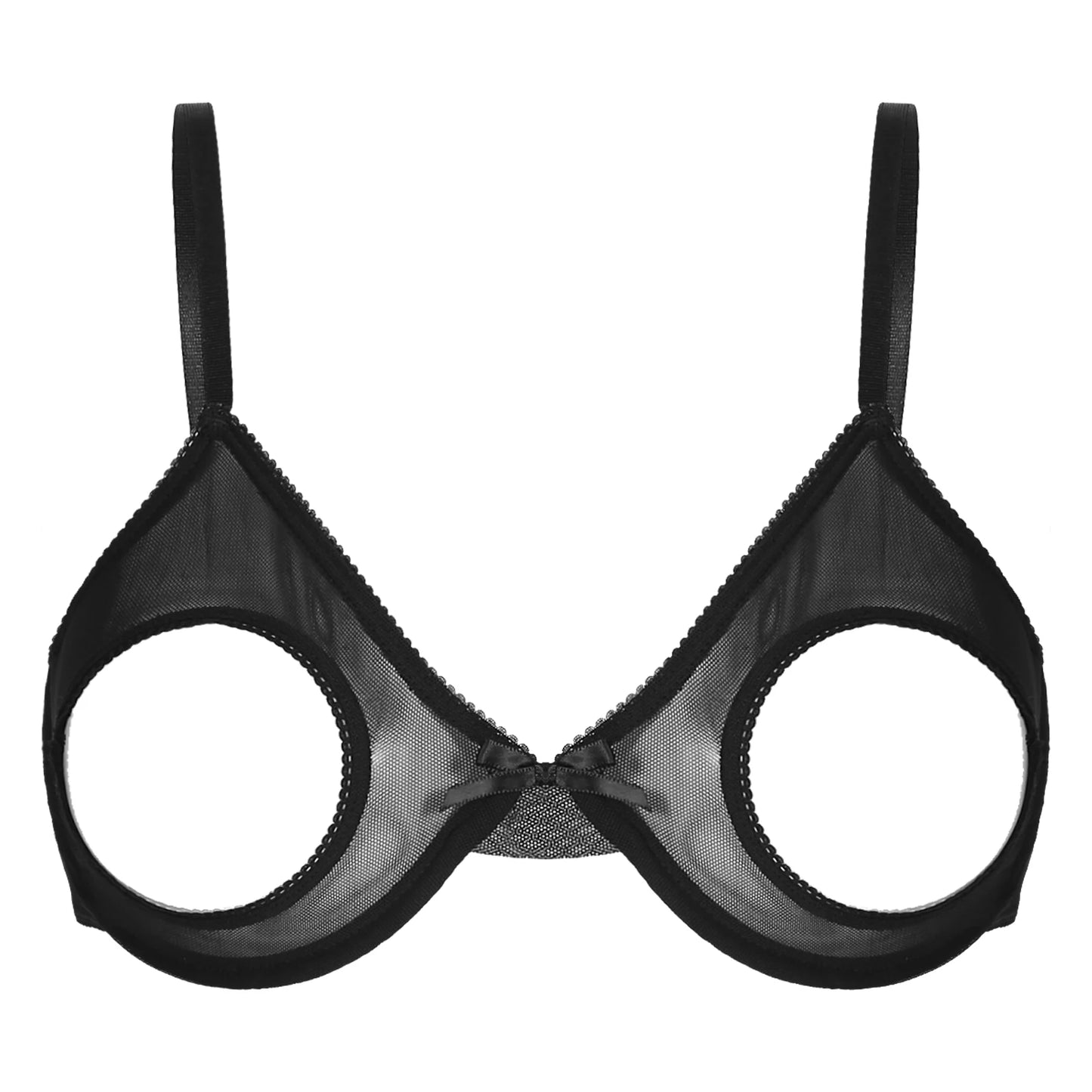 Damen sexy transparente Mesh Bügel Push-up alltäglichen BH aushöhlen offene Brustwarzen ungefütterte BH-Tops Bra lette Dessous Unterwäsche