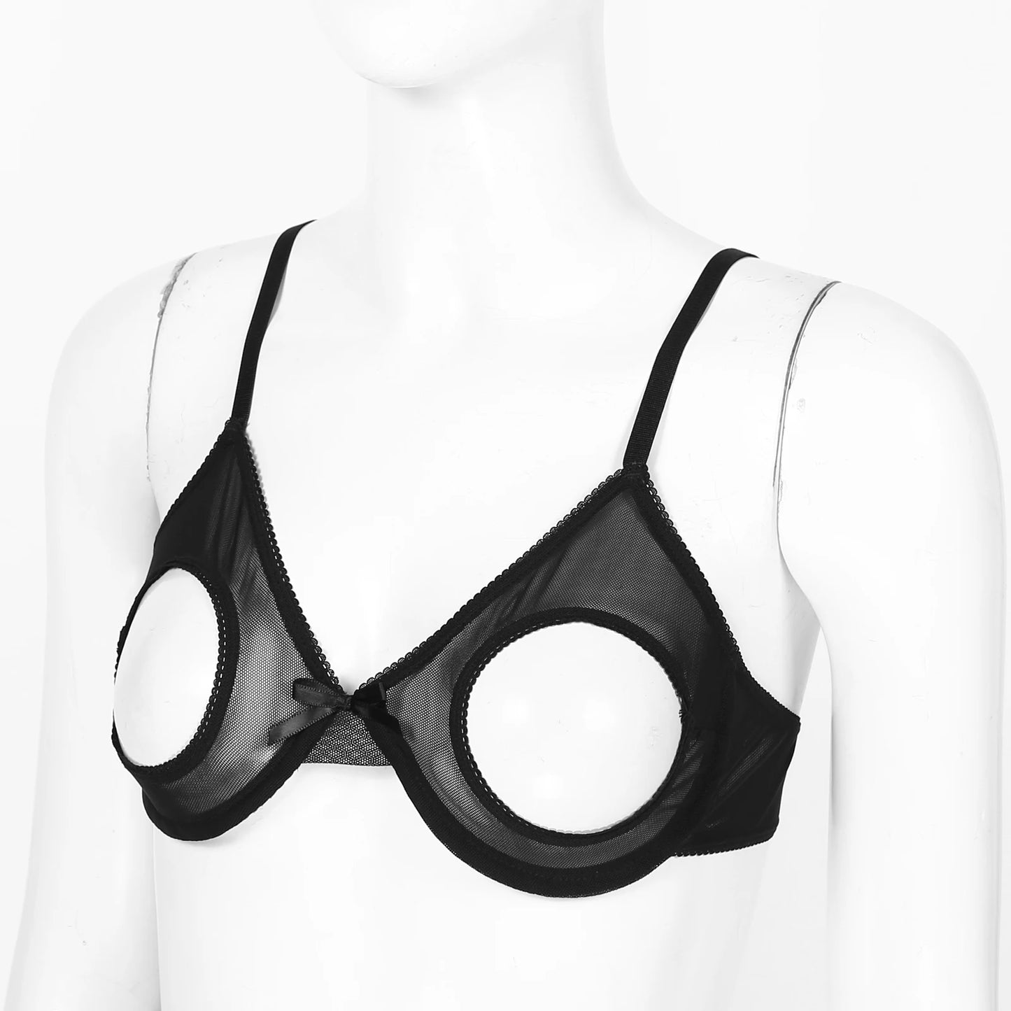 Damen sexy transparente Mesh Bügel Push-up alltäglichen BH aushöhlen offene Brustwarzen ungefütterte BH-Tops Bra lette Dessous Unterwäsche