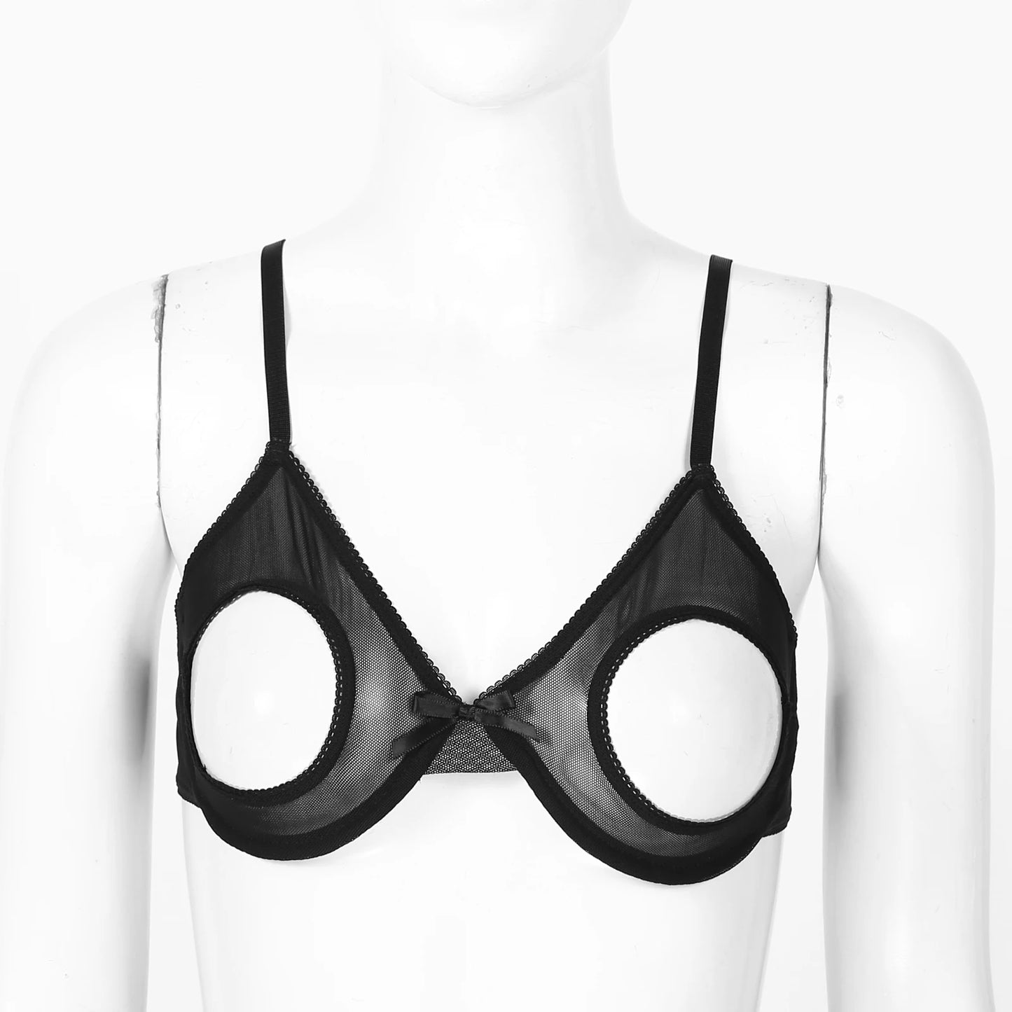 Damen sexy transparente Mesh Bügel Push-up alltäglichen BH aushöhlen offene Brustwarzen ungefütterte BH-Tops Bra lette Dessous Unterwäsche