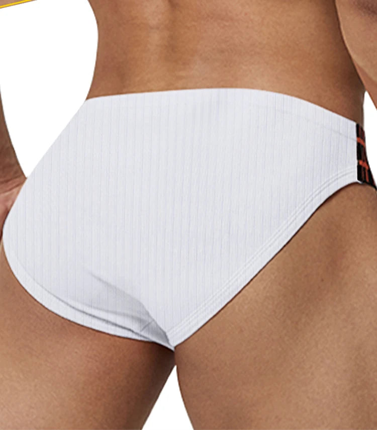 Orlvs Herren unterwäsche aus reiner Baumwolle Pit Cloth trend ige sexy Hosen mit niedriger Taille Hüftlift eng anliegende Herren Slips mit breitem Gürtel und hohem Schlitz