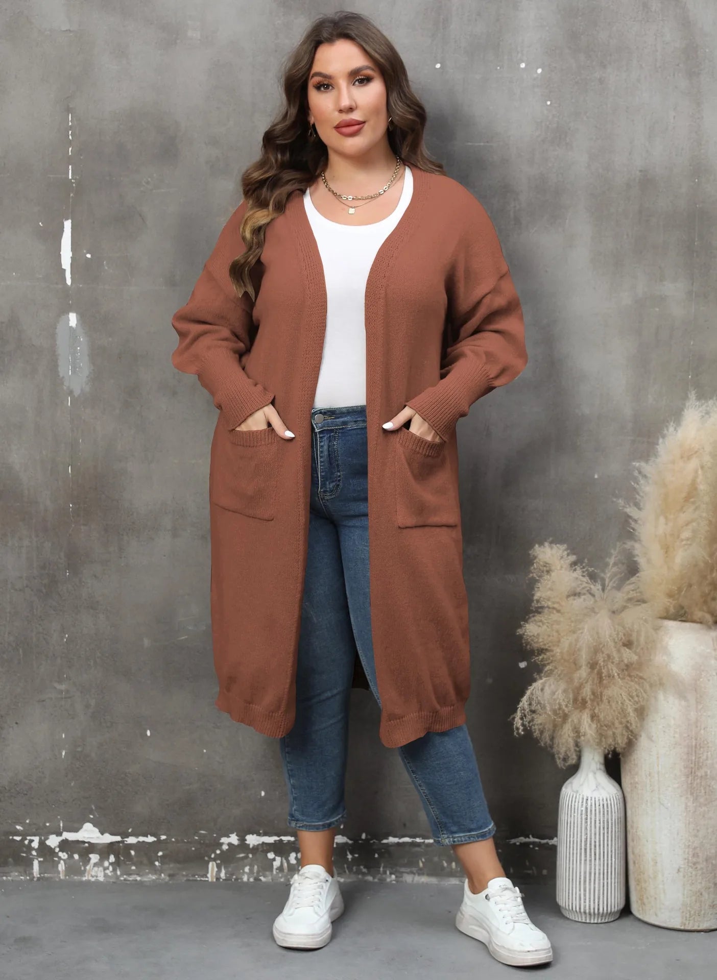 2025, Winter Lange Plus Größe Pullover Strickjacke Frauen Tasche Große Strickjacken Damen Casual Lose Übergroßen Gestrickte Mantel Große Outwear