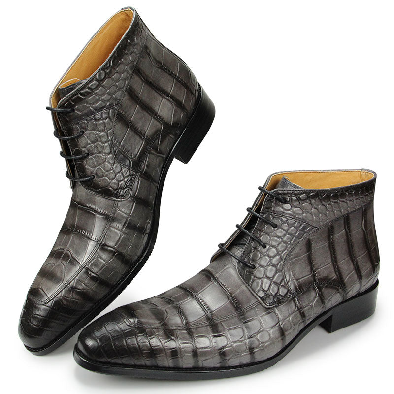 Luxury Genuine Leather Men Ankle Dress Boots