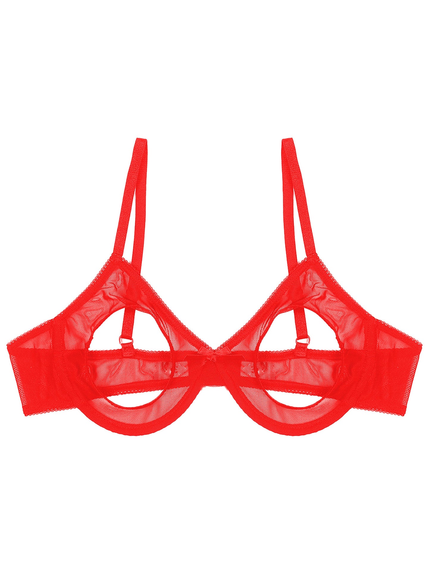 Damen sexy transparente Mesh Bügel Push-up alltäglichen BH aushöhlen offene Brustwarzen ungefütterte BH-Tops Bra lette Dessous Unterwäsche