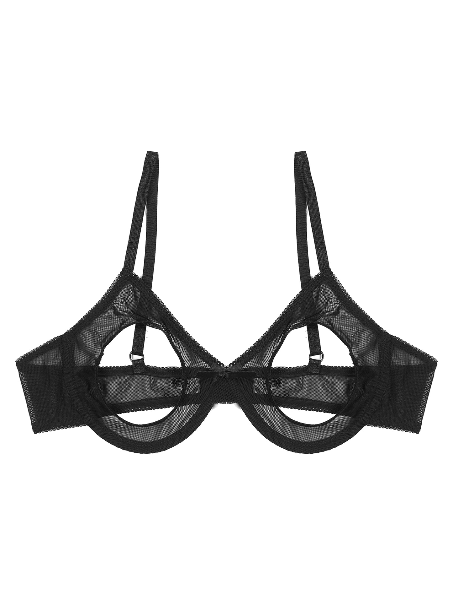 Damen sexy transparente Mesh Bügel Push-up alltäglichen BH aushöhlen offene Brustwarzen ungefütterte BH-Tops Bra lette Dessous Unterwäsche