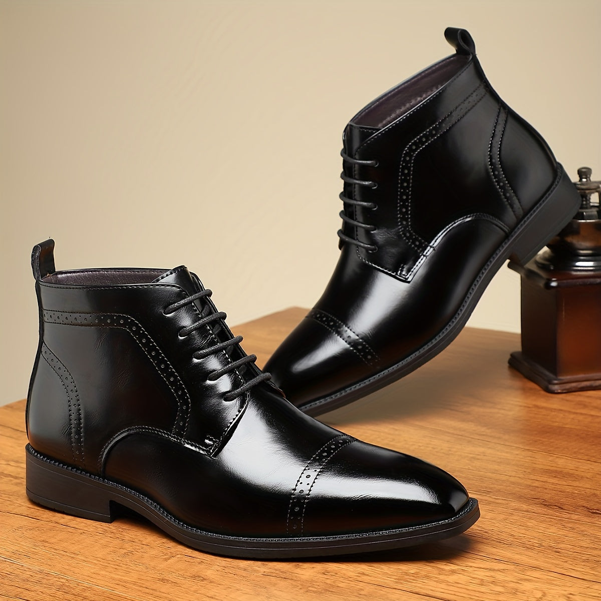 Men's Chelsea Ankle Boots Vintage Fashion Minimalist Solid Color All-Season Round Toe Slip-On Short Boots with PU Upper, Fabric Lining, and Rubber Sole for Casual & Daily Wear - "27003 Men's Business Casual Boots"