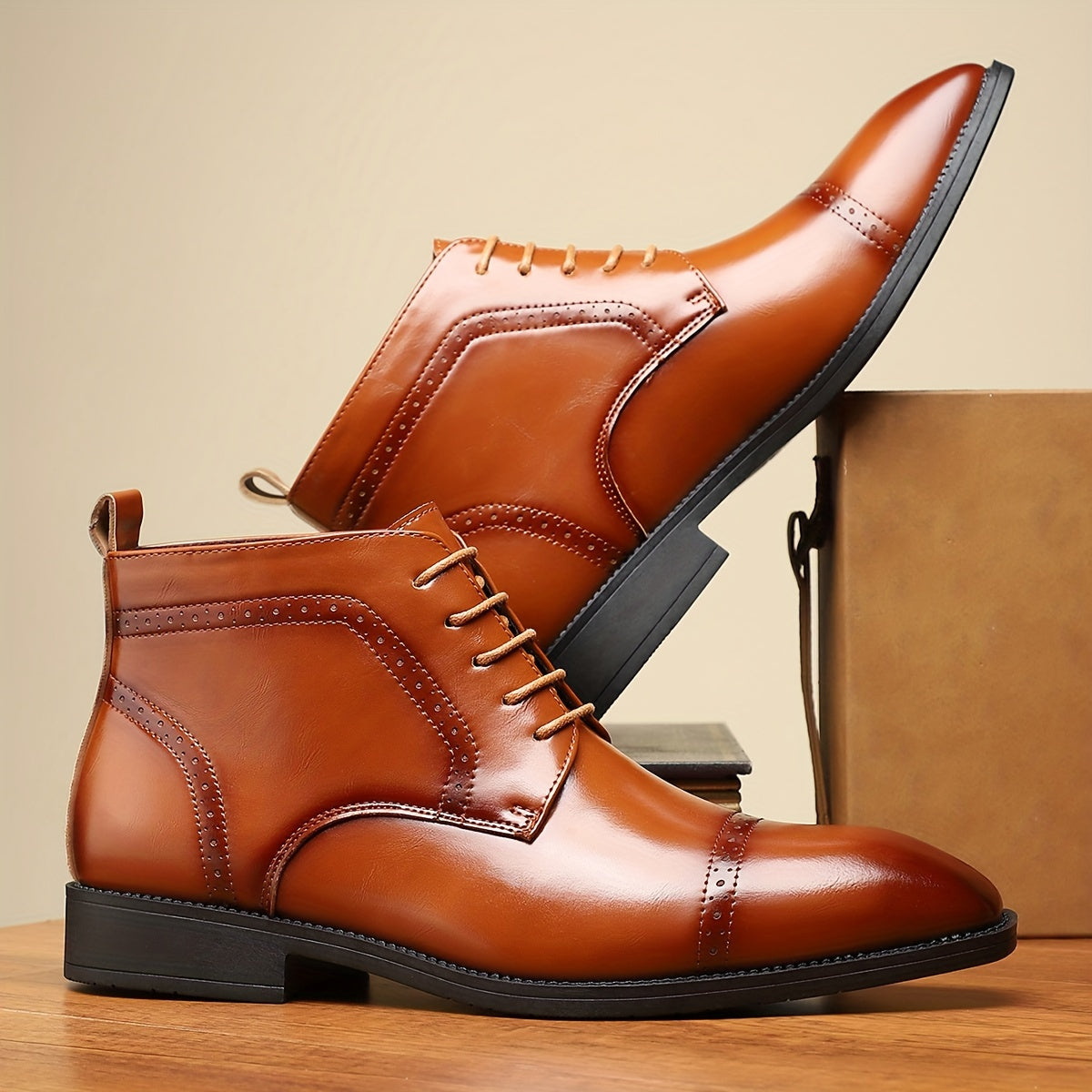 Men's Chelsea Ankle Boots Vintage Fashion Minimalist Solid Color All-Season Round Toe Slip-On Short Boots with PU Upper, Fabric Lining, and Rubber Sole for Casual & Daily Wear - "27003 Men's Business Casual Boots"