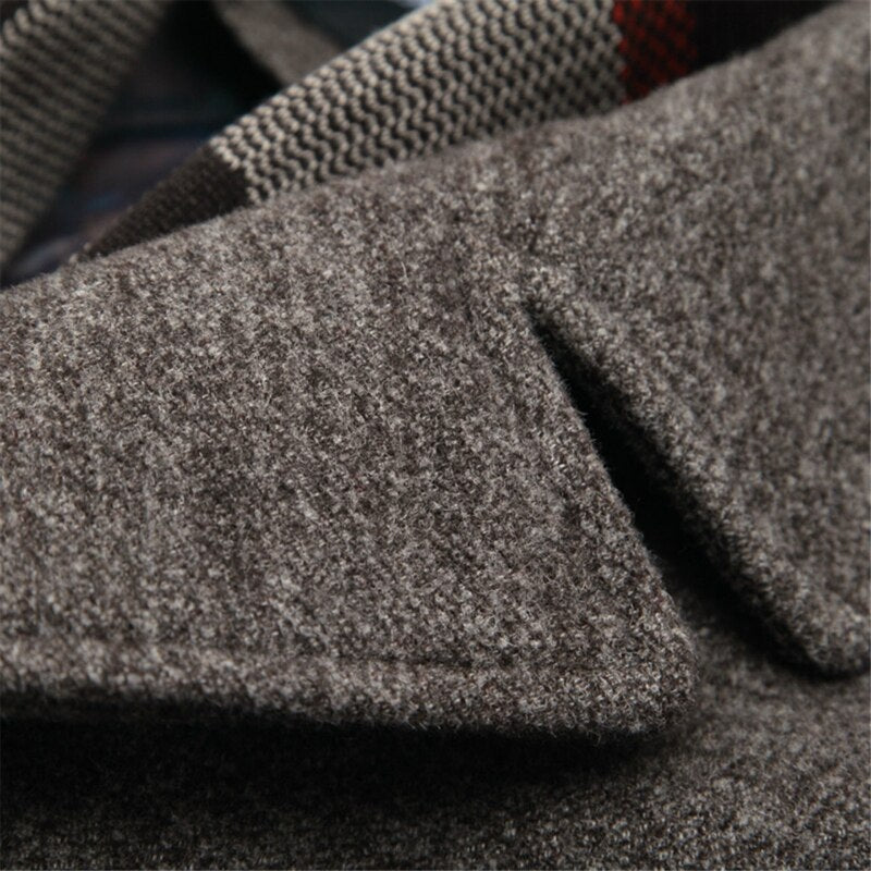 High Quality Woollen Coats Men With A Scarf Lapel Plain Mens Woollen Coat Business Casual Men's Coat Warm Luxury Overcoat M-5XL