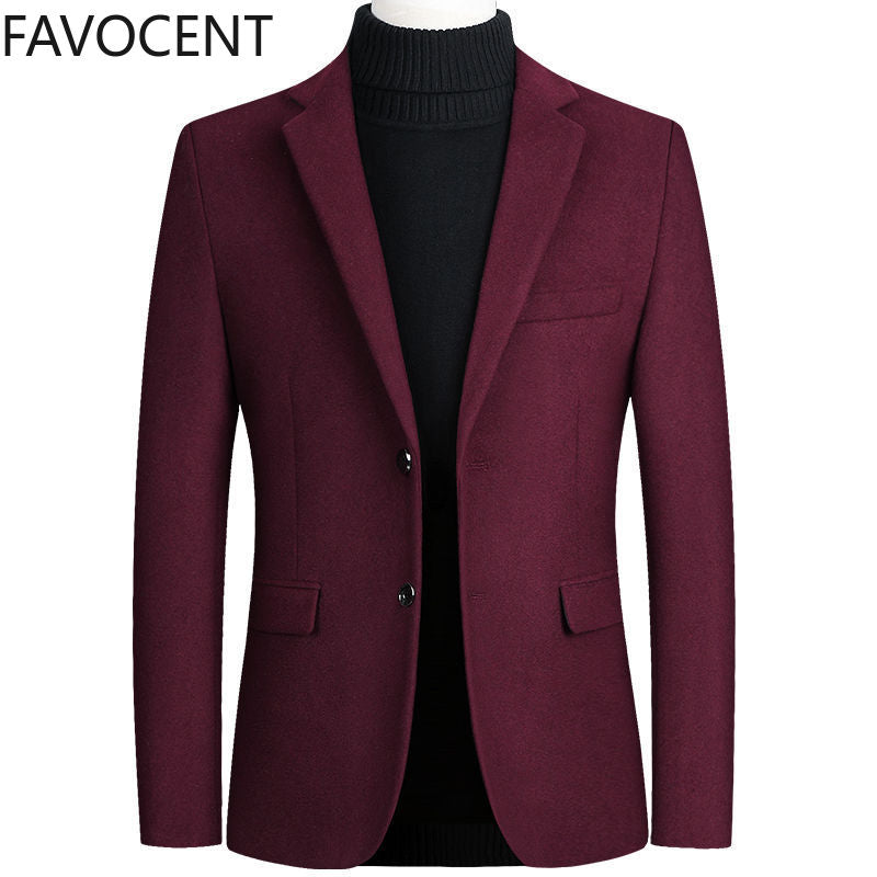 Fashion Mens Coats and Jackets Male One Piece Blazer Top Wool Blends Suit Men Jacket Spring Smart Casual Coat Solid Two Buttons