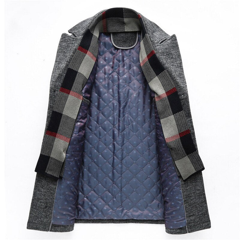 High Quality Woollen Coats Men With A Scarf Lapel Plain Mens Woollen Coat Business Casual Men's Coat Warm Luxury Overcoat M-5XL