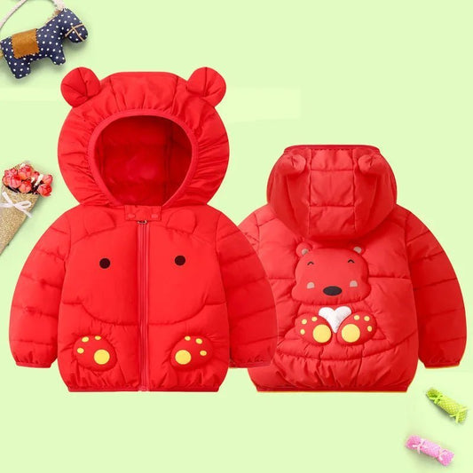 1 2 3 4 5 6 jahre Baby Jacke Cute Cartoon Bär Herbst Und Winter Mädchen Unten Jacke Mit Kapuze Zipper jungen Oberbekleidung Kinder Kleidung - Blockshop.store