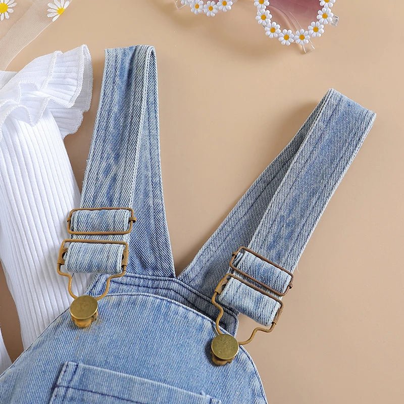 1 2 3 4 5 6 Jahre Mädchen Kleidung Sets Sommer Hosenträger Kleid kleine Prinzessin Anzug Mode Träger Denim Overalls Geburtstags geschenk - Blockshop.store