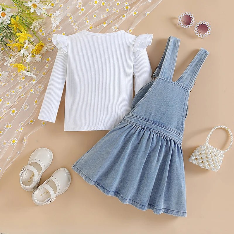 1 2 3 4 5 6 Jahre Mädchen Kleidung Sets Sommer Hosenträger Kleid kleine Prinzessin Anzug Mode Träger Denim Overalls Geburtstags geschenk - Blockshop.store