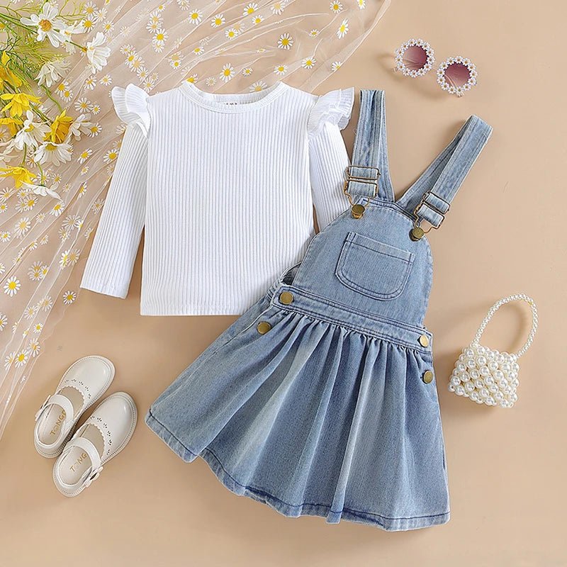 1 2 3 4 5 6 Jahre Mädchen Kleidung Sets Sommer Hosenträger Kleid kleine Prinzessin Anzug Mode Träger Denim Overalls Geburtstags geschenk - Blockshop.store