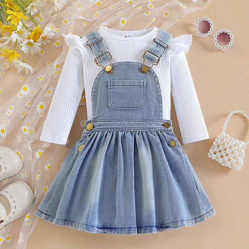 1 2 3 4 5 6 Jahre Mädchen Kleidung Sets Sommer Hosenträger Kleid kleine Prinzessin Anzug Mode Träger Denim Overalls Geburtstags geschenk - Blockshop.store
