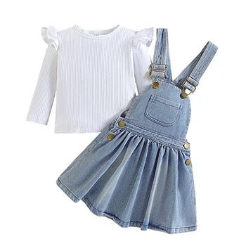 1 2 3 4 5 6 Jahre Mädchen Kleidung Sets Sommer Hosenträger Kleid kleine Prinzessin Anzug Mode Träger Denim Overalls Geburtstags geschenk - Blockshop.store