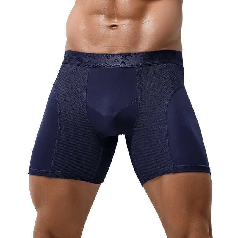 1 Stück Herren lange Boxer Unterwäsche Mann sexy u konvexe Mesh atmungsaktive Höschen verlängert verschleiß feste Beine Männer Boxershorts plus Größe - Blockshop.store