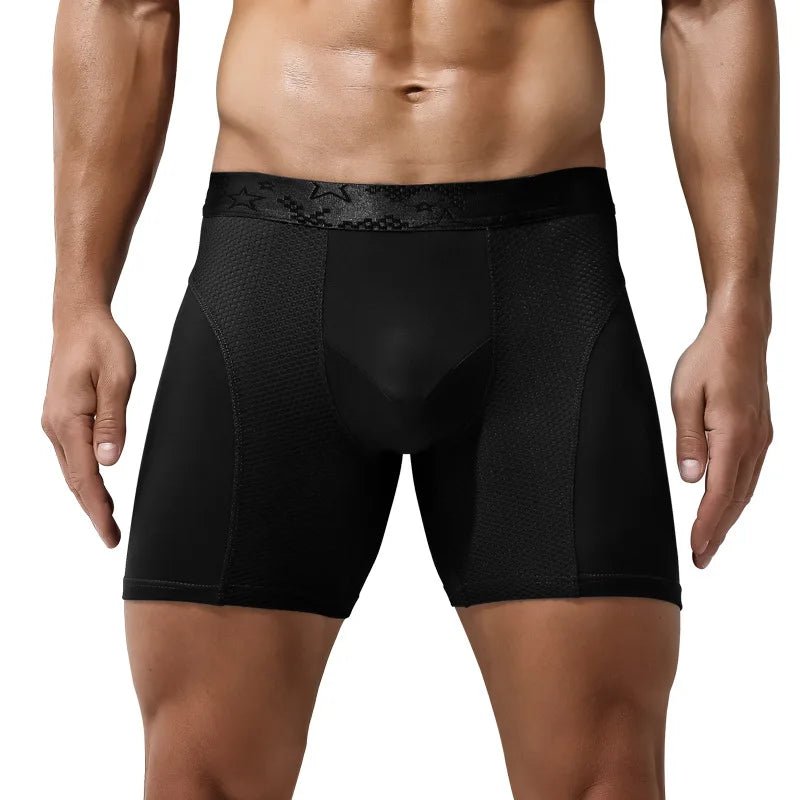 1 Stück Herren lange Boxer Unterwäsche Mann sexy u konvexe Mesh atmungsaktive Höschen verlängert verschleiß feste Beine Männer Boxershorts plus Größe - Blockshop.store