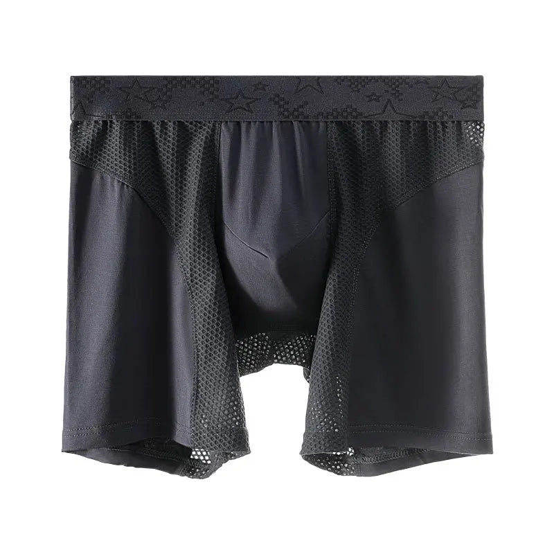 1 Stück Herren lange Boxer Unterwäsche Mann sexy u konvexe Mesh atmungsaktive Höschen verlängert verschleiß feste Beine Männer Boxershorts plus Größe - Blockshop.store