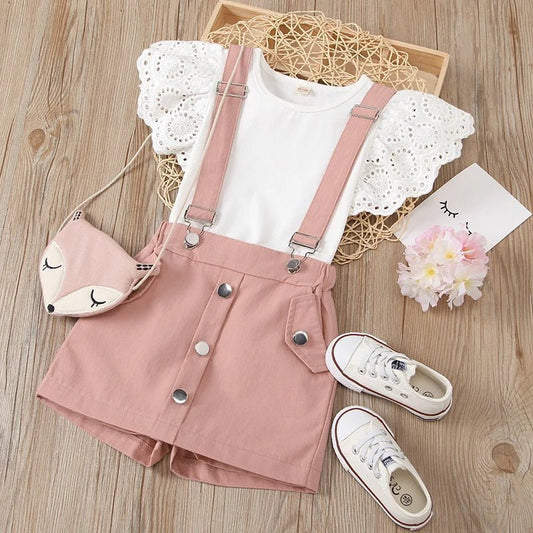 2 3 4 5 6 Jahre Mädchen Kleidung setzt Sommer Baumwolle Top und Overalls kleine Prinzessin Baby Anzüge Geburtstags feier Kinder Kleidung - Blockshop.store