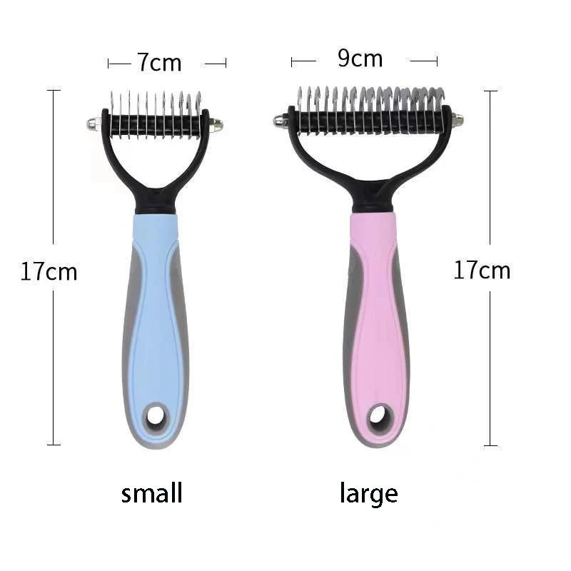 2 Sided Professional Pet Deshedding Brush Dematting Dog Comb Cat Brush Rake Puppy Grooming Tools Undercoat Shedding Flying Hair - Blockshop.store