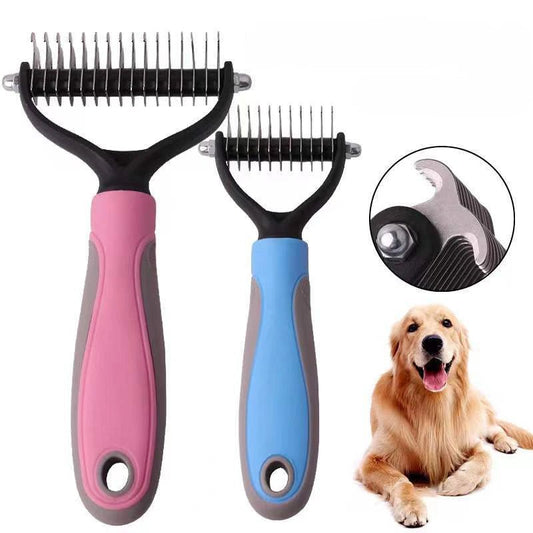 2 Sided Professional Pet Deshedding Brush Dematting Dog Comb Cat Brush Rake Puppy Grooming Tools Undercoat Shedding Flying Hair - Blockshop.store