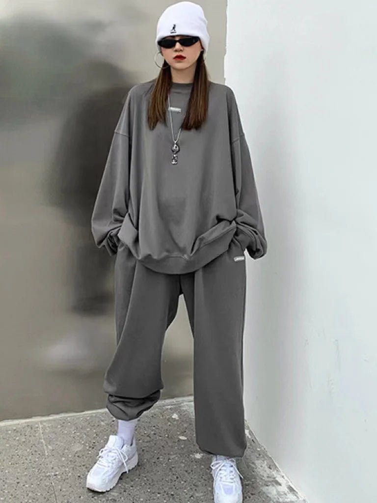 2023 neue Winter Trainings anzug Frauen lässig Hoodies Hosen zweiteilig Set solide warme Jogging hose passt übergroße Pullover Sportswear - Blockshop.store