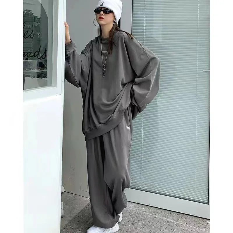 2023 neue Winter Trainings anzug Frauen lässig Hoodies Hosen zweiteilig Set solide warme Jogging hose passt übergroße Pullover Sportswear - Blockshop.store