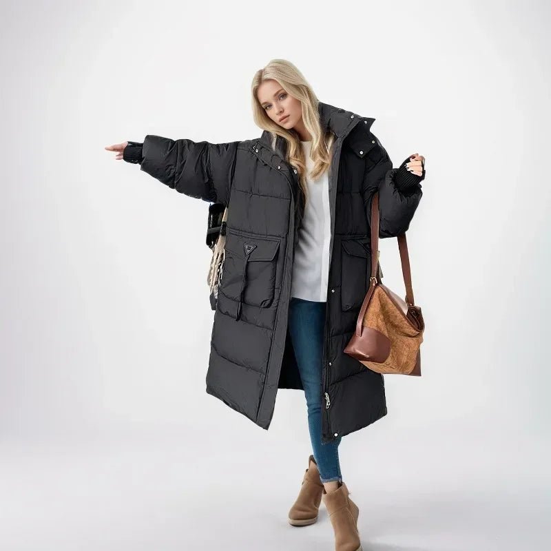 2024 Autumn Winter Women Long Parkas Jackets Down Cotton Padded Thickened Overknee Loose Casual Warm Hooded Puffer Coats Female - Blockshop.store